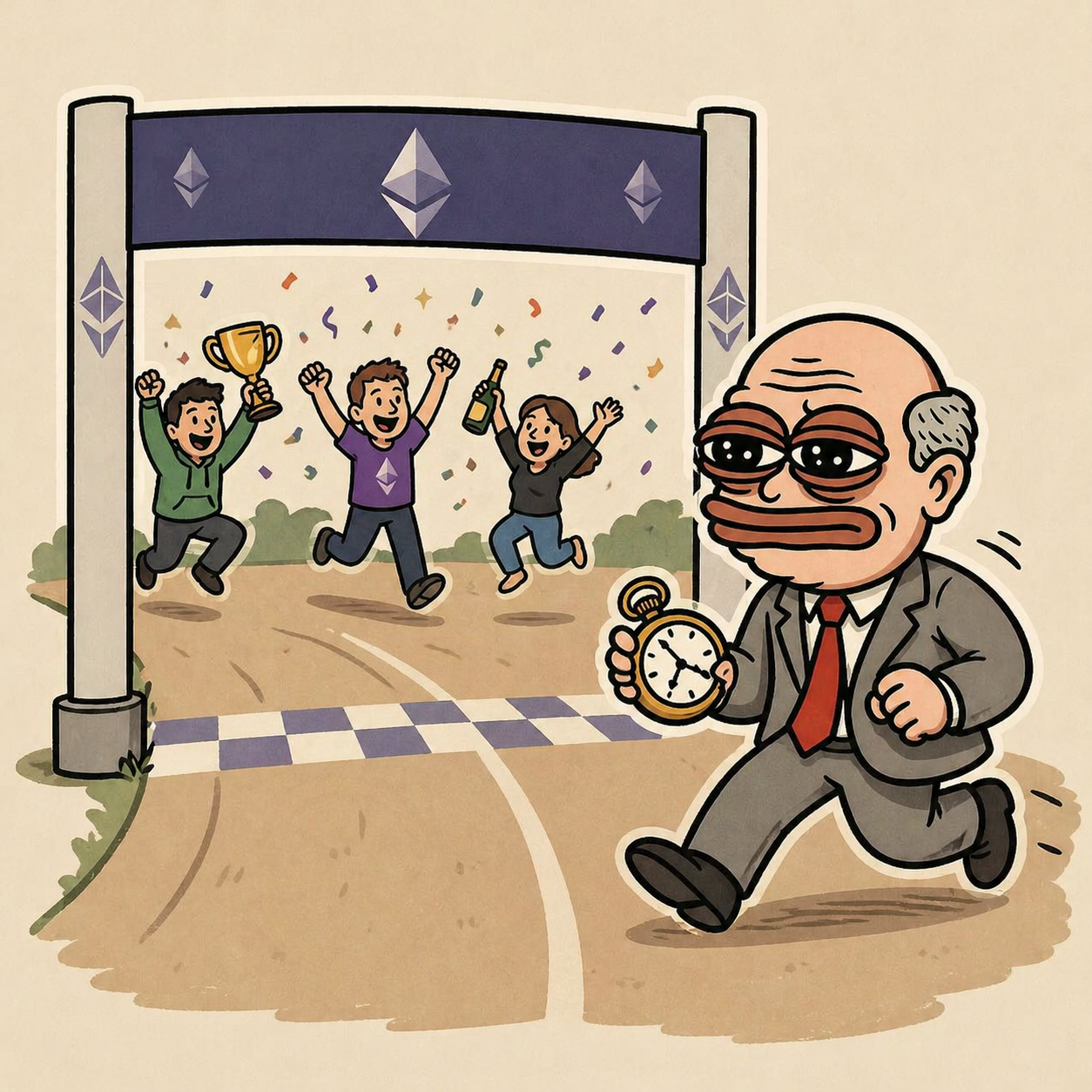 powell crossing the finish line too late